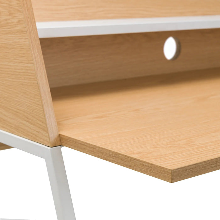 Stravon Desk – Oak & White Finish with Shelf & Cable Hole - Luminex FurnitureDeskPAL101