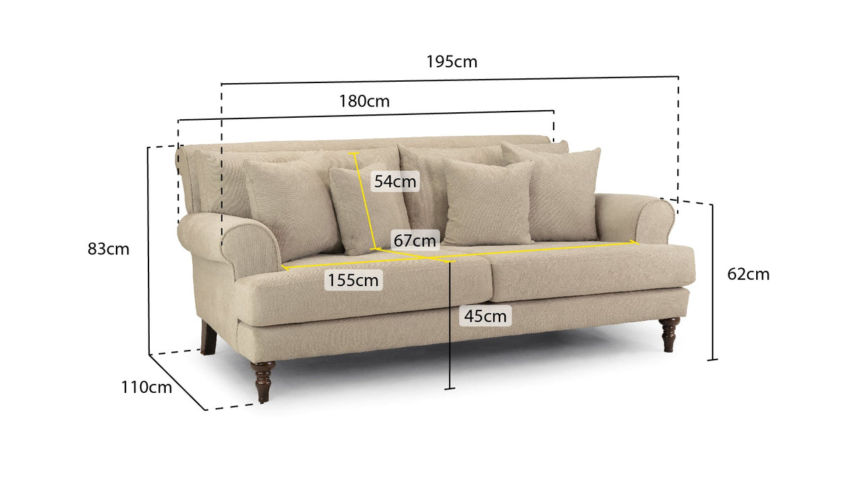 Sutherland Beige 3 Seater Sofa – Classic Fabric Design - Luminex FurnitureSofassummer_sofa_beige_3_seater
