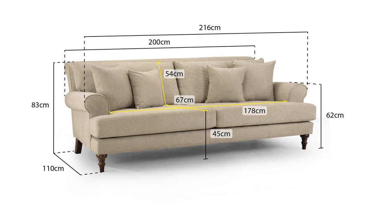 Sutherland Beige 4 Seater Sofa – Classic Fabric Design - Luminex FurnitureSofassummer_sofa_beige_4_seater