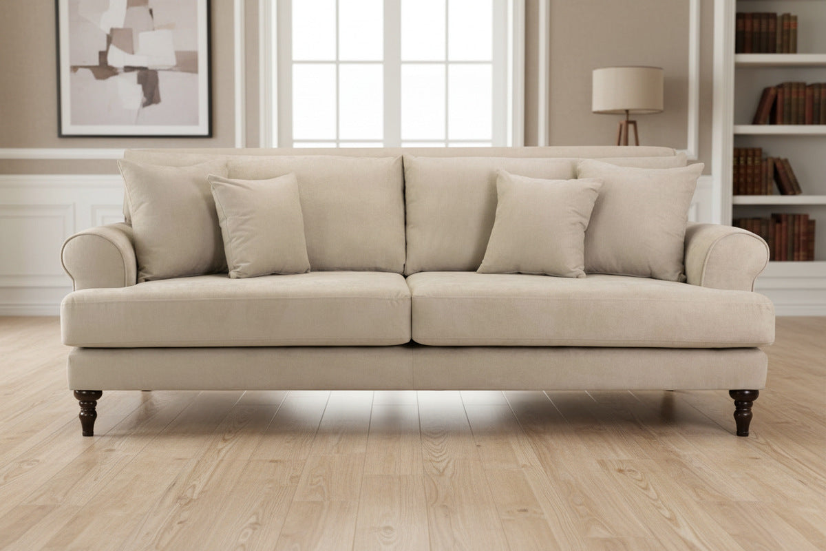 Sutherland Beige 4 Seater Sofa – Classic Fabric Design - Luminex Furniture