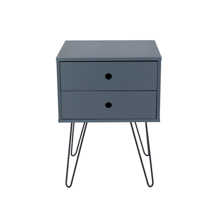 Telford Blue Bedside Table, Metal Leg 2 Drawer Cabinet - LuminexFurnitureBedside TableBSB710