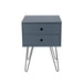 Telford Blue Bedside Table, Metal Leg 2 Drawer Cabinet - LuminexFurnitureBedside TableBSB710