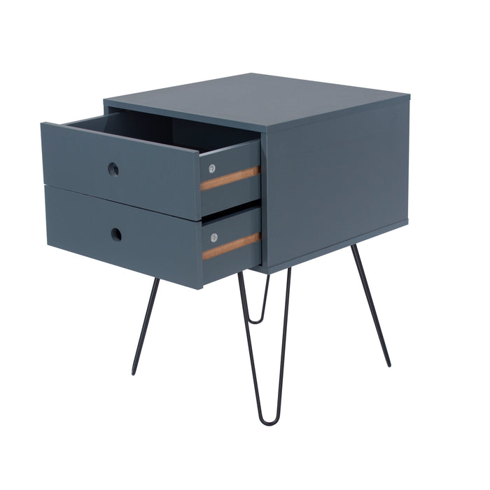 Telford Blue Bedside Table, Metal Leg 2 Drawer Cabinet - LuminexFurnitureBedside TableBSB710