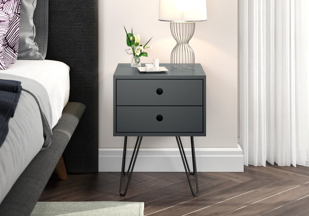 Telford Blue Bedside Table, Metal Leg 2 Drawer Cabinet - LuminexFurnitureBedside TableBSB710