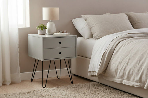 Telford Grey 2 Drawer Bedside Table - Luminex FurnitureBedside TableBSG710