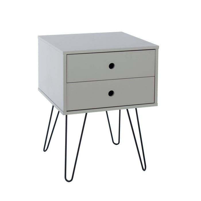 Telford Grey Bedside Table, Metal Leg 2 Drawer Cabinet - LuminexFurnitureBedside TableBSG710