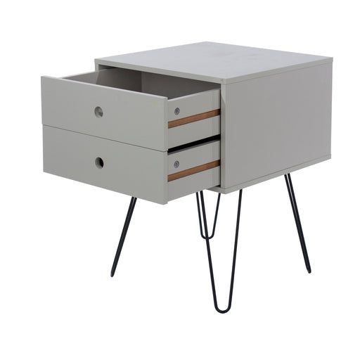 Telford Grey Bedside Table, Metal Leg 2 Drawer Cabinet - LuminexFurnitureBedside TableBSG710