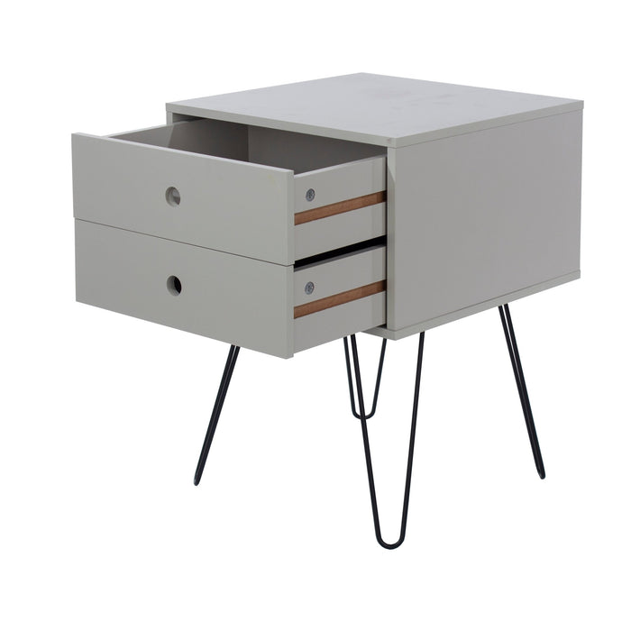 Telford Grey Bedside Table, Metal Leg 2 Drawer Cabinet - LuminexFurnitureBedside TableBSG710