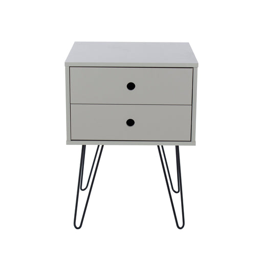 Telford Grey Bedside Table, Metal Leg 2 Drawer Cabinet - LuminexFurnitureBedside TableBSG710