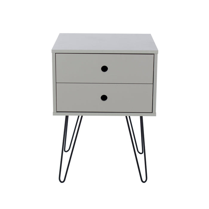Telford Grey Bedside Table, Metal Leg 2 Drawer Cabinet - LuminexFurnitureBedside TableBSG710