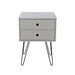 Telford Grey Bedside Table, Metal Leg 2 Drawer Cabinet - LuminexFurnitureBedside TableBSG710