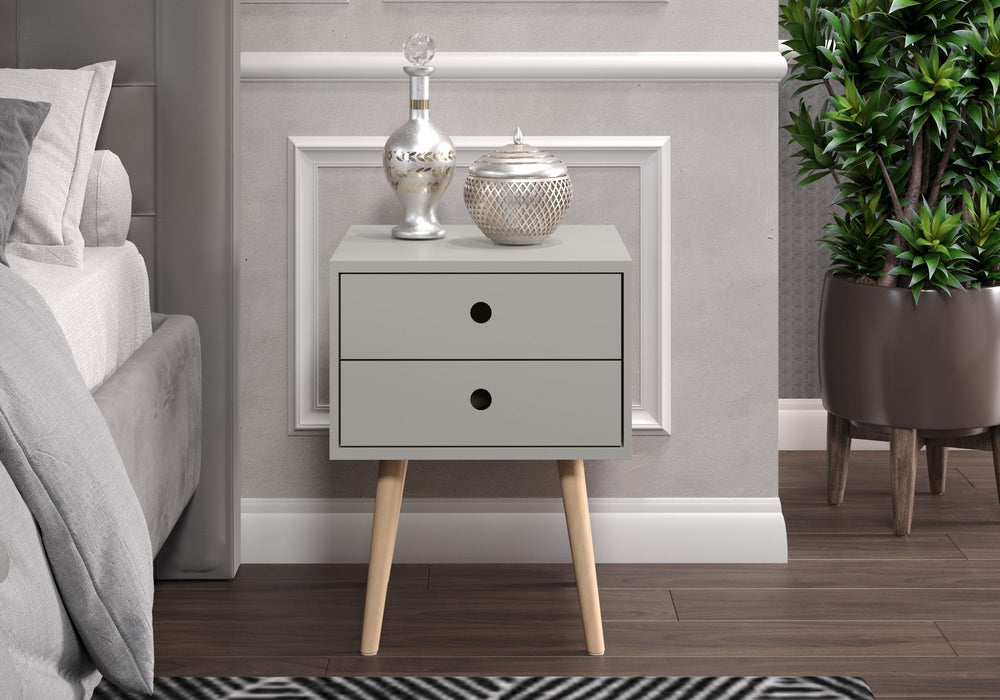Telford Grey Bedside Table, Metal Leg 2 Drawer Cabinet - LuminexFurnitureBedside TableBSG710