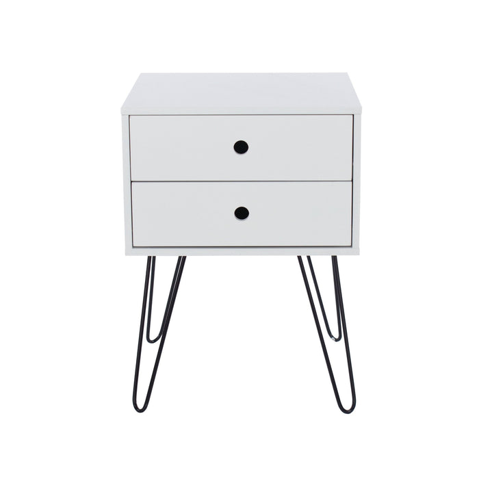 Telford White Bedside Table, & Metal 2 Drawer Cabinet - LuminexFurnitureBedside TableBS710