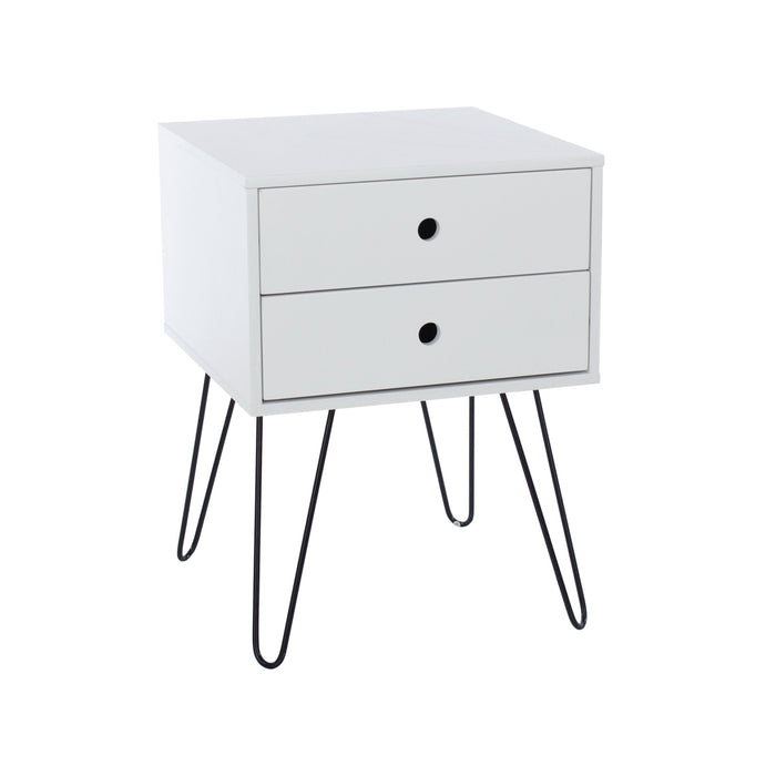 Telford White Bedside Table, & Metal 2 Drawer Cabinet - LuminexFurnitureBedside TableBS710