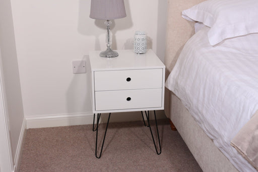 Telford White Bedside Table, & Metal 2 Drawer Cabinet - LuminexFurnitureBedside TableBS710