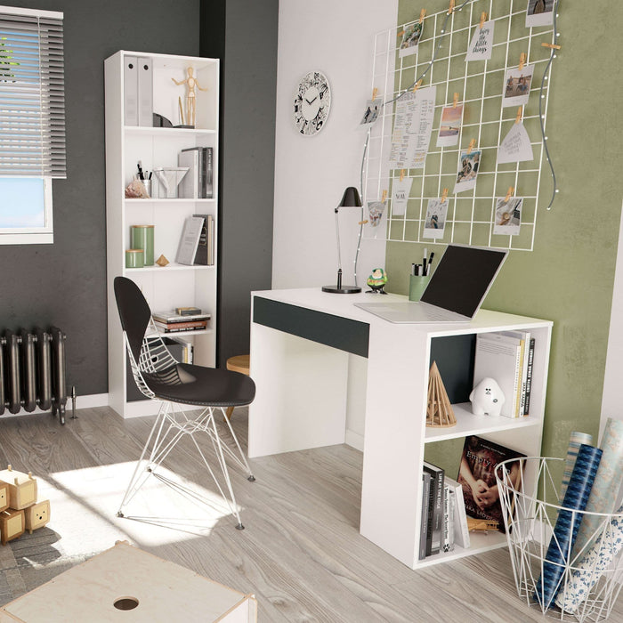 Tessaro Grey & White Desk with Drawer and Shelves - Luminex FurnitureDesk3131