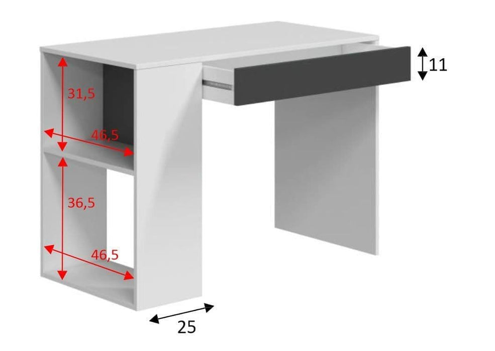 Tessaro Grey & White Desk with Drawer and Shelves - Luminex FurnitureDesk3131