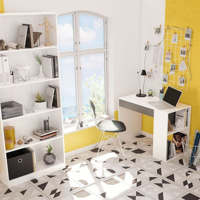 Tessaro Grey & White Desk with Drawer and Shelves - Luminex FurnitureDesk3131