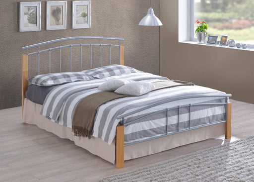 Tetras Silver Metal Bed with Beech Posts - Luminex FurnitureBedTET3