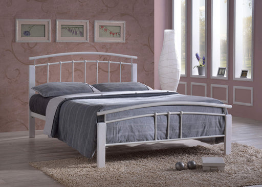 Tetras White Metal Bed with Beech Posts – Curved Design - Luminex FurnitureBedTET3WH