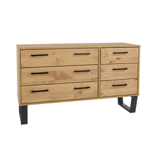 Texas 3+3 drawer wide chest of drawers – Antique Waxed Pine - LuminexFurnitureChest of DrawersTX533