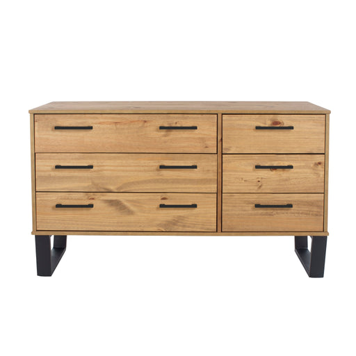 Texas 3+3 drawer wide chest of drawers – Antique Waxed Pine - LuminexFurnitureChest of DrawersTX533