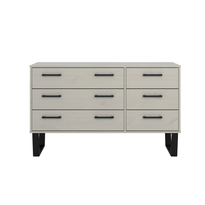 Texas 3+3 drawer wide chest of drawers – Grey Waxed Pine - LuminexFurnitureChest of DrawersTXG533