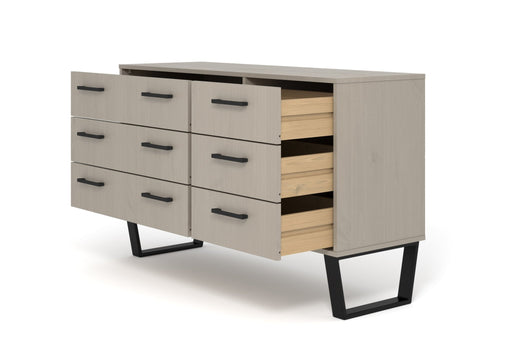 Texas 3+3 drawer wide chest of drawers – Grey Waxed Pine - LuminexFurnitureChest of DrawersTXG533