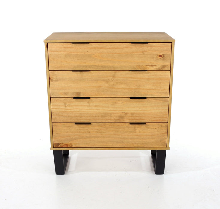 Texas 4 drawer chest of drawers – Antique Waxed Pine - LuminexFurnitureChest of DrawersTX514