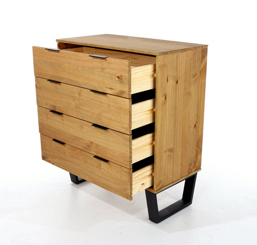 Texas 4 drawer chest of drawers – Antique Waxed Pine - LuminexFurnitureChest of DrawersTX514
