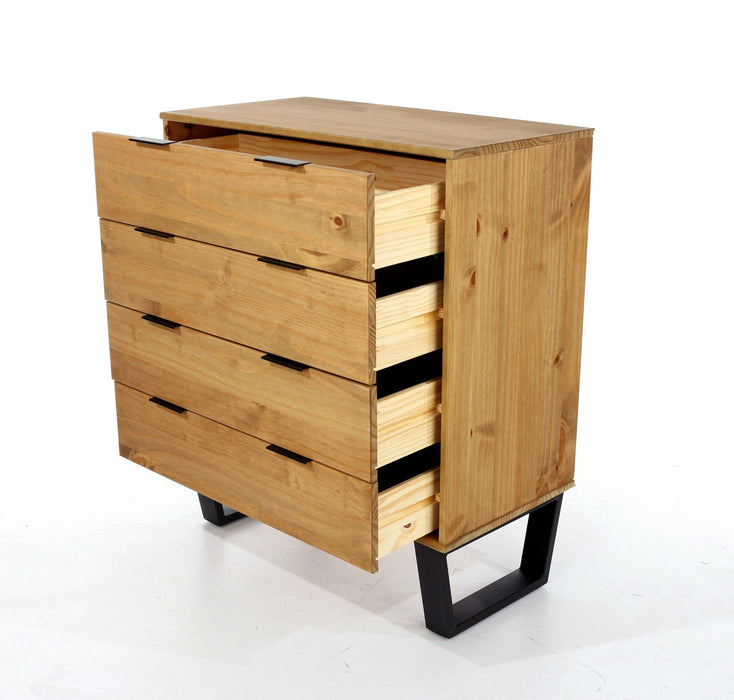 Texas 4 drawer chest of drawers – Antique Waxed Pine - LuminexFurnitureChest of DrawersTX514