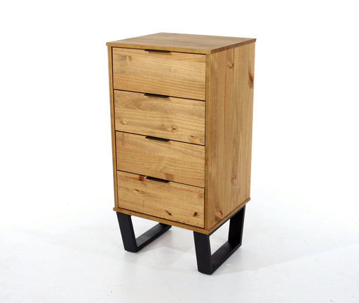 Texas 4 drawer narrow chest of drawers – Antique Waxed Pine - LuminexFurnitureChest of DrawersTX517