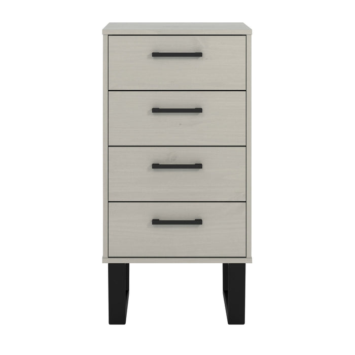 Texas 4 drawer narrow chest of drawers – Grey Waxed Pine - LuminexFurnitureChest of DrawersTXG517