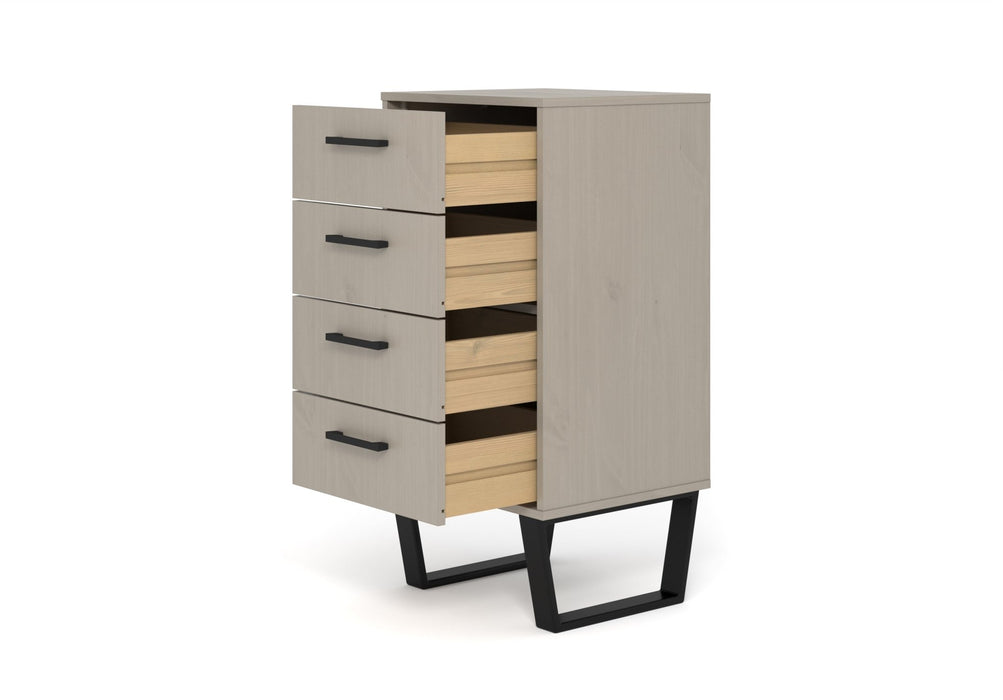 Texas 4 drawer narrow chest of drawers – Grey Waxed Pine - LuminexFurnitureChest of DrawersTXG517