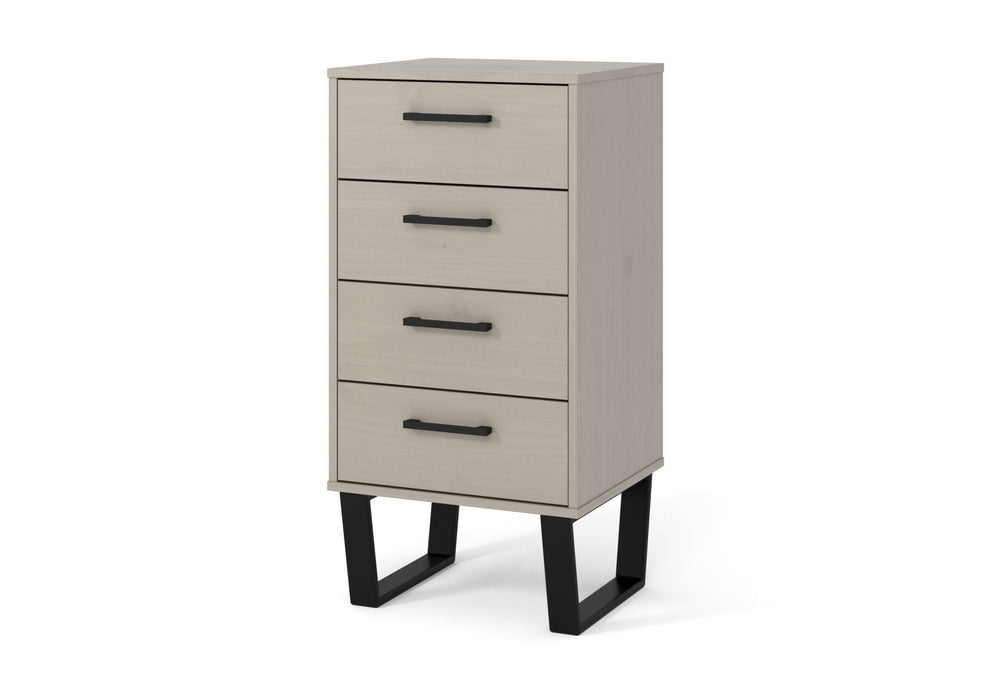 Texas 4 drawer narrow chest of drawers – Grey Waxed Pine - LuminexFurnitureChest of DrawersTXG517