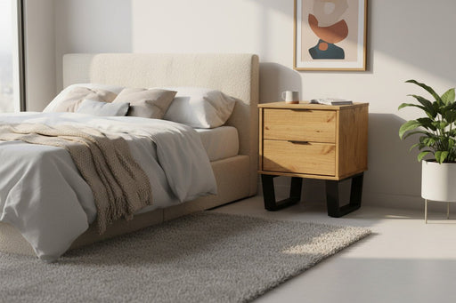 Texas Antique Waxed Pine 2 Drawer Bedside Table - Luminex FurnitureBedside TableTX510