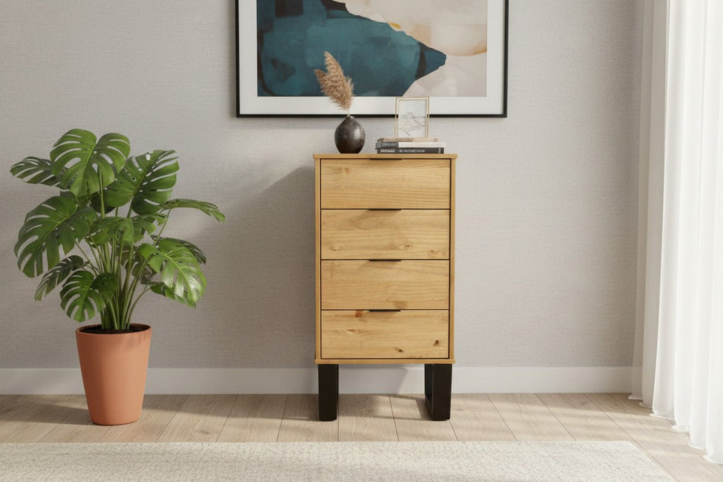 Texas Antique Waxed Pine 4 Drawer Narrow Chest of Drawers - Luminex FurnitureChest of DrawersTX517