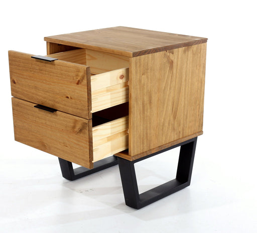 Texas Bedside Table 2 Drawer Cabinet - Antique Waxed Pine - LuminexFurnitureBedside TableTX510