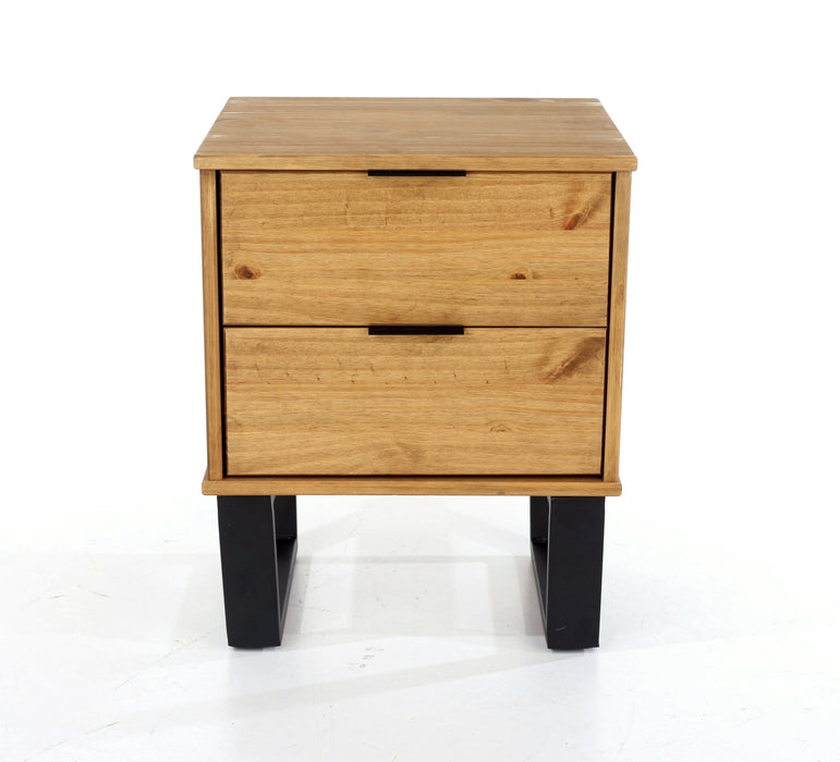 Texas Bedside Table 2 Drawer Cabinet - Antique Waxed Pine - LuminexFurnitureBedside TableTX510
