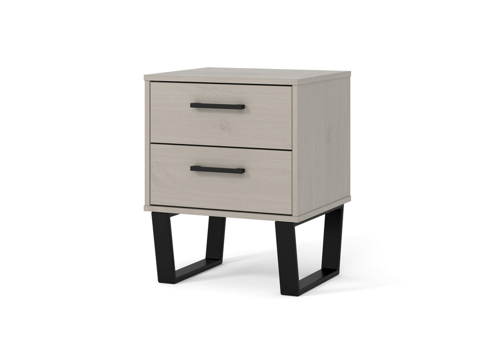 Texas Bedside Table 2 Drawer Cabinet - Grey Waxed Pine - LuminexFurnitureBedside TableTXG510