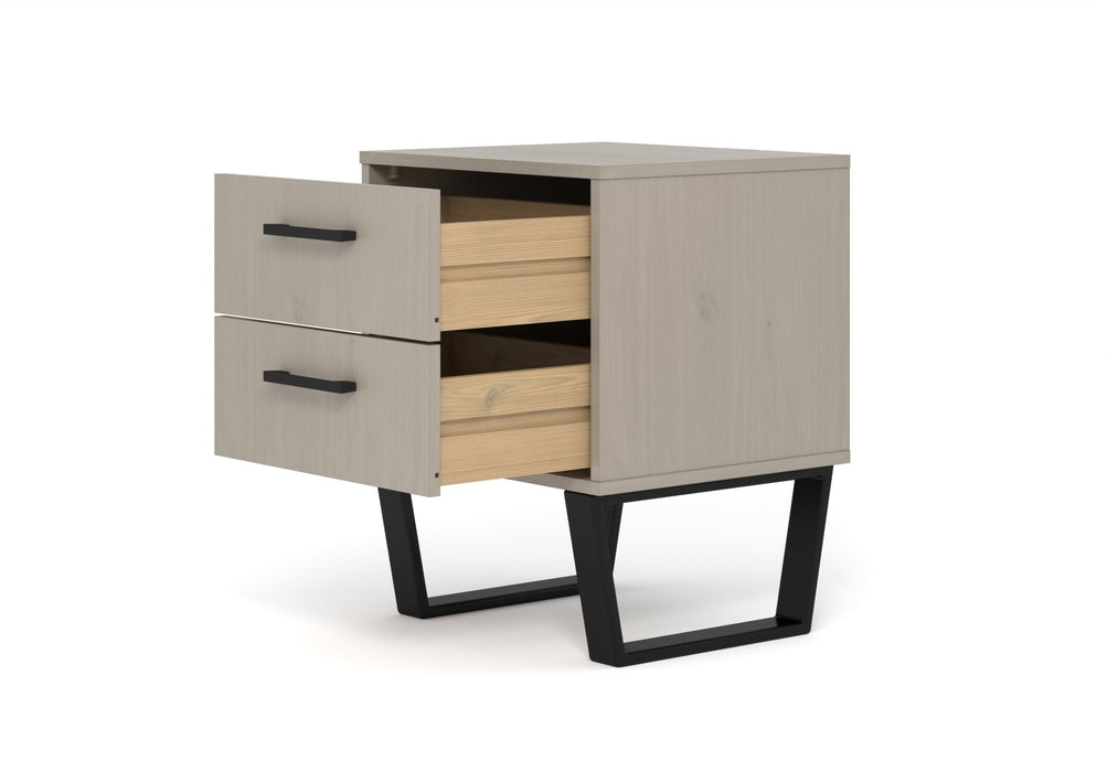 Texas Bedside Table 2 Drawer Cabinet - Grey Waxed Pine - LuminexFurnitureBedside TableTXG510