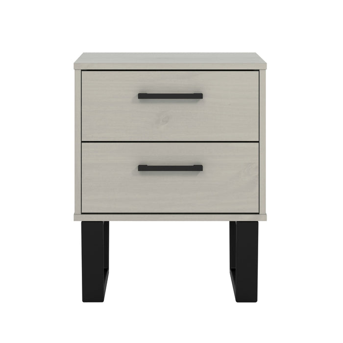 Texas Bedside Table 2 Drawer Cabinet - Grey Waxed Pine - LuminexFurnitureBedside TableTXG510