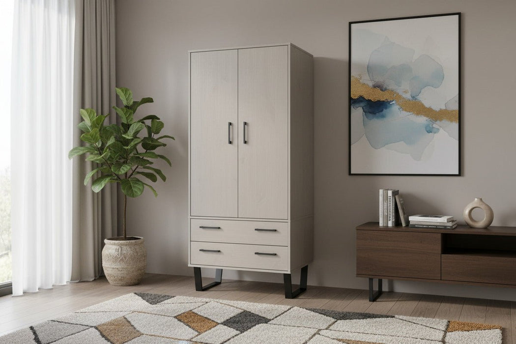 Texas Grey Waxed Pine 2 - Door 2 - Drawer Wardrobe - Luminex FurnitureWardrobeTXG582
