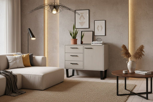 Texas Sideboard Small With 1 Door, 3 Drawers - Grey - Luminex FurnitureSideboardTXG915