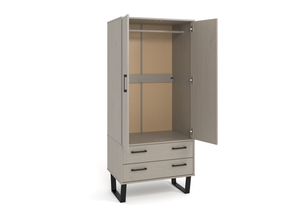 Texas Wardrobe - 2 Door, 2 Drawer - Grey - LuminexFurnitureWardrobeTXG582