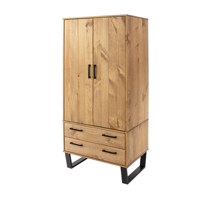 Texas Wardrobe - Grey Waxed Pine - LuminexFurnitureWardrobeTX582