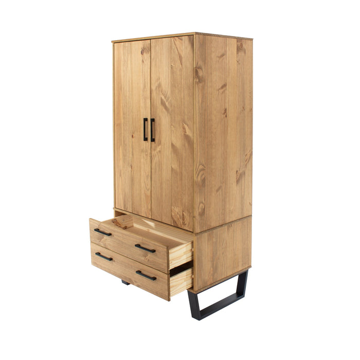 Texas Wardrobe - Grey Waxed Pine - LuminexFurnitureWardrobeTX582