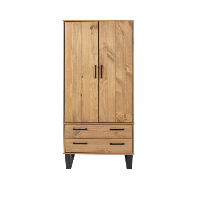 Texas Wardrobe - Grey Waxed Pine - LuminexFurnitureWardrobeTX582