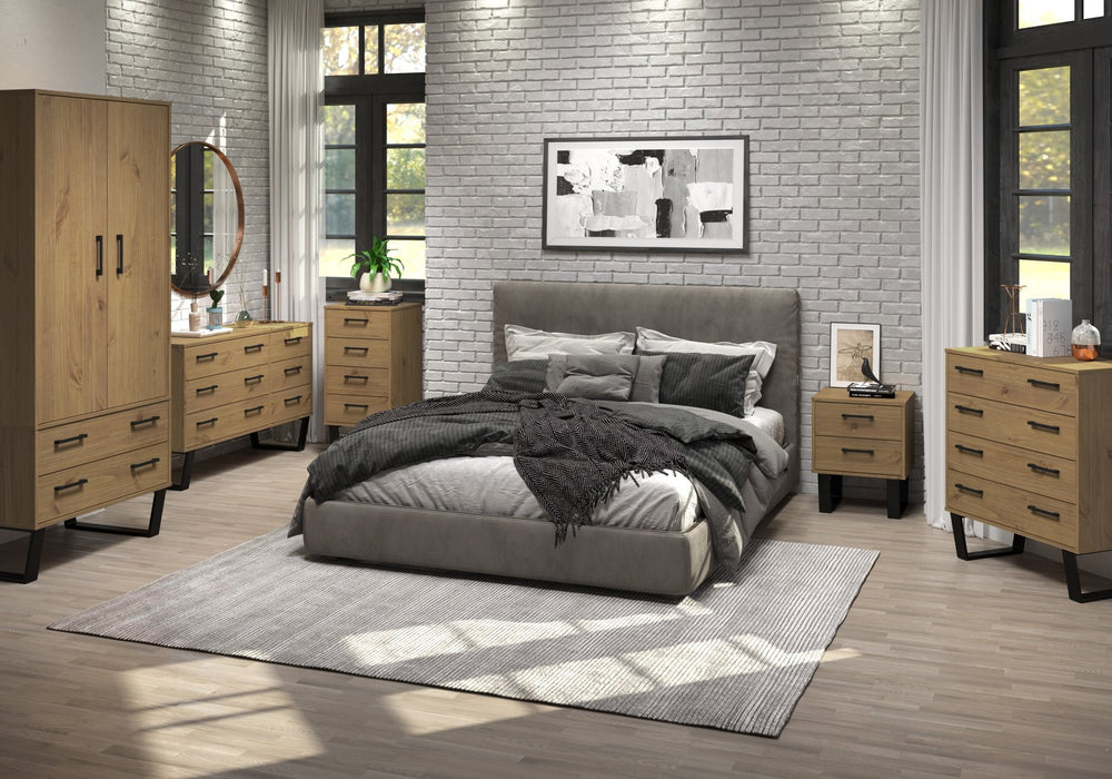 Texas Wardrobe - Grey Waxed Pine - LuminexFurnitureWardrobeTX582