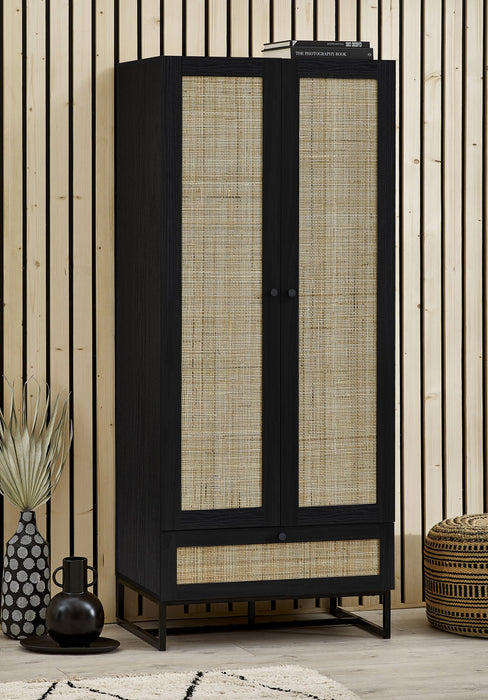 Tribeca 2 Door Wardrobe - Black - Luminex FurnitureWardrobePAD104